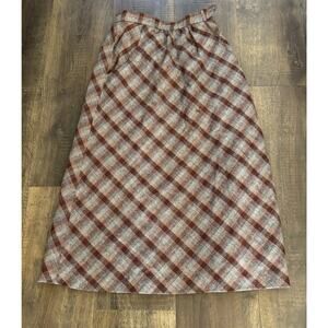 VTG 70s Union Made ILGWU Skirt Plaid Wool Tweed A-Line USA Academia Preppy